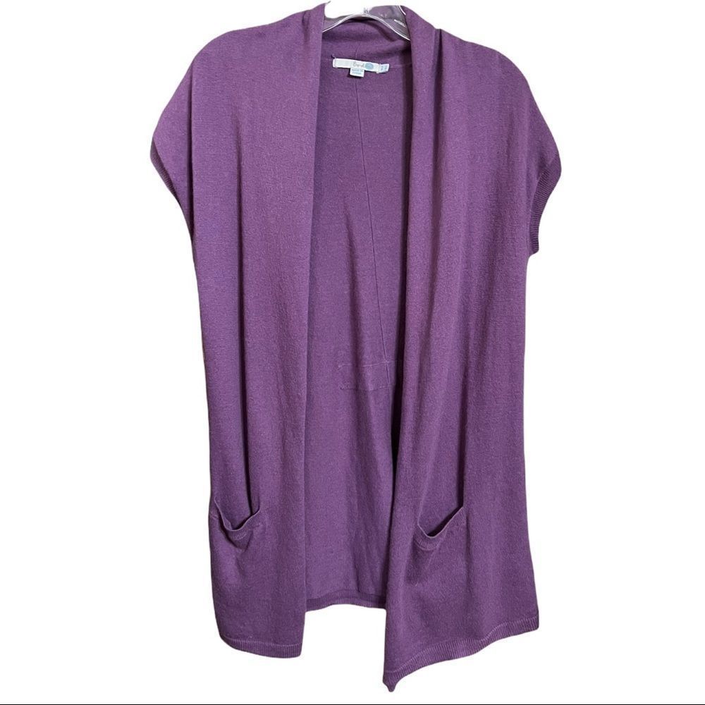 Boden Purple Long Short Sleeve Cardigan Cashmere Angora Blend Sz US 4